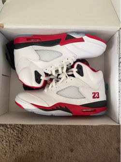 Jordan 5 fire red black tongue size 11
