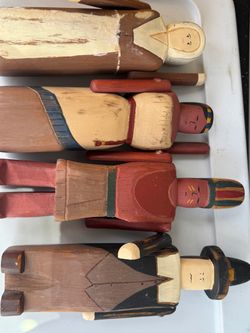 Wolf creek hand carved thanksgiving pilgrims & indians native American figures