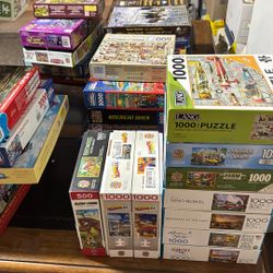 $3-$5 EACH Jigsaw Puzzles - Came From Elderly Parents - No Pieces Missing- 34 Total 