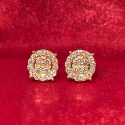 10k Yellow Gold Diamond Circle Earrings 0.71 ctw