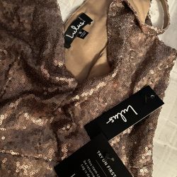 Champagne Showers Matte Bronze Sequin Bodycon Dress