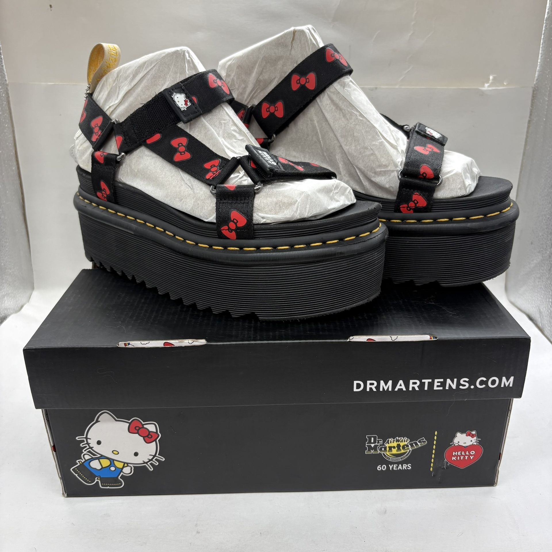 NEW WITH TAG Vegan Hello Kitty Doc Marten Platform Sandals Women’s 8