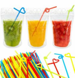100 Drink Pouches Straw Holes – Reclosable Juice & Liquor Pouches for Adults | Drink Pouches for Adults Alcohol, Juice Pouches for Adult – Freezable f
