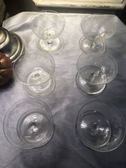 Vintage Beautiful Fostoria Grape motif crystal glasses