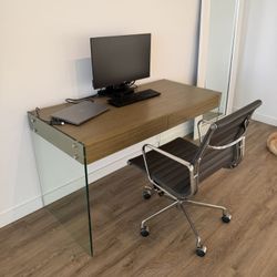 City Modern Desk + Office Chair (Like New, Retail $1K)