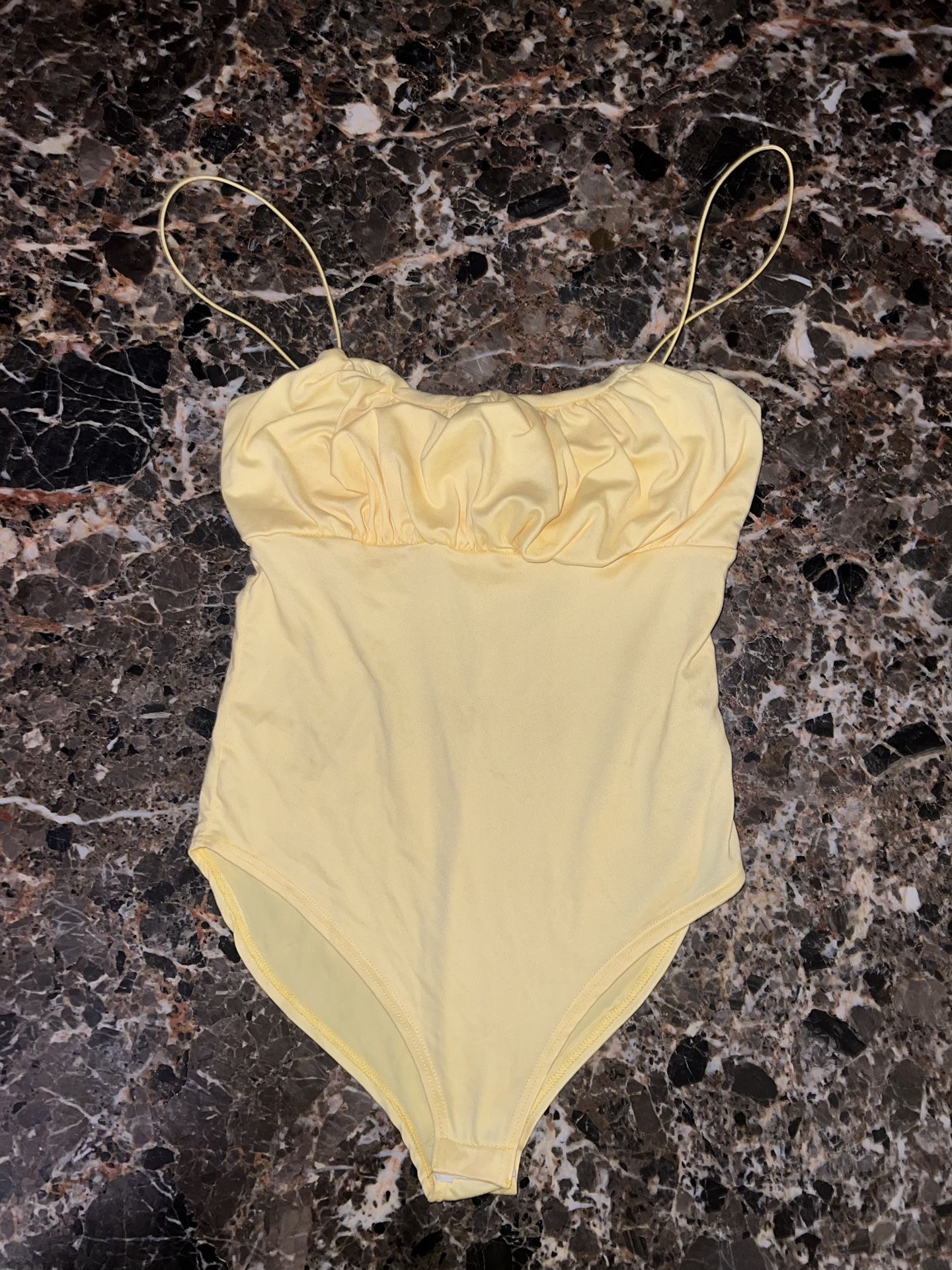 yellow summer bodysuit in size small — brand: gaze