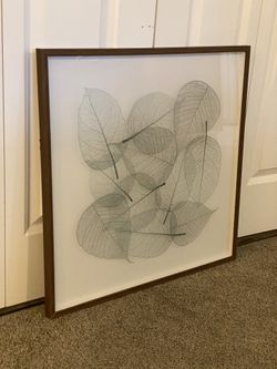 Framed Botanical Leaf Skeleton Wall Art - Modern Brown Frame