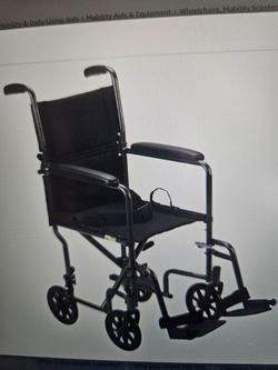 Black Transport Wheelchair with Footrests