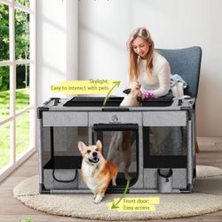 Dog Playpen Portable Soft Cat Kennel L(39"24"x22")