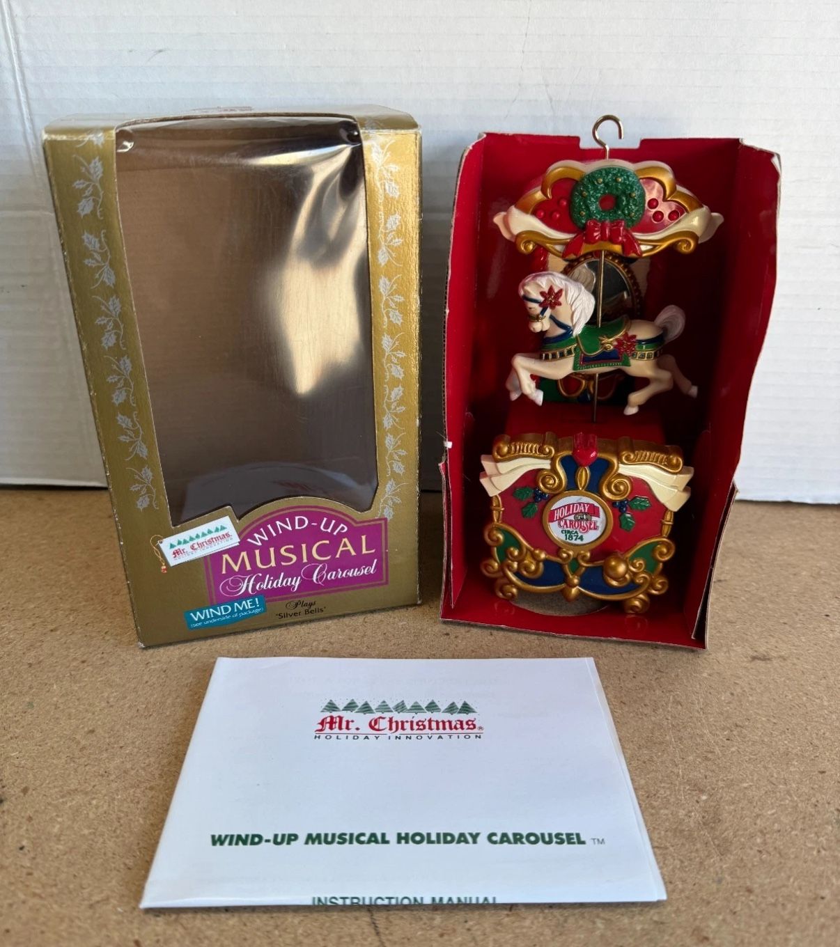 Vintage Wind Up Musical Holiday Carousel