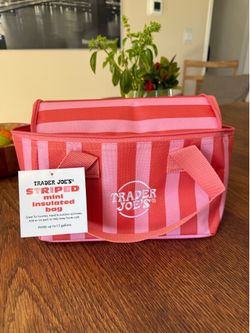 NEW Trader Joe’s  Mini Insulated Pink STRIPED Bag 🩷