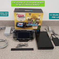 Nintendo Wii U Black in perfect condition bundle with Zelda remote and game