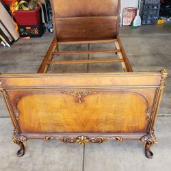 Antique Berkey & Gay Walnut Twin Bed