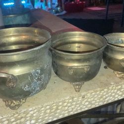Vintage Brass Pots 
