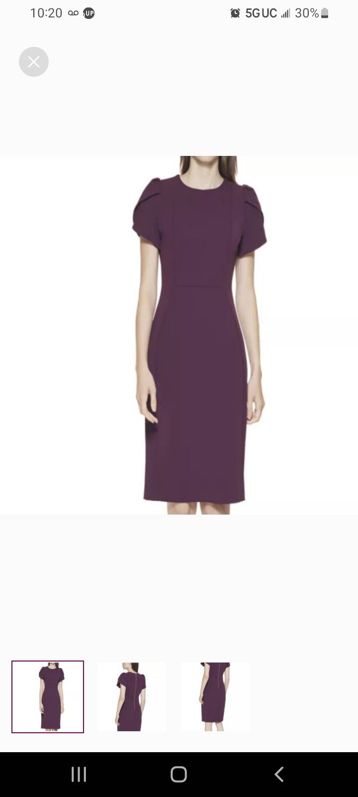Calvin Klein Purple Tulip Sleeve Sheath Dress
