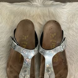 Women’s Birkenstock silver shoes