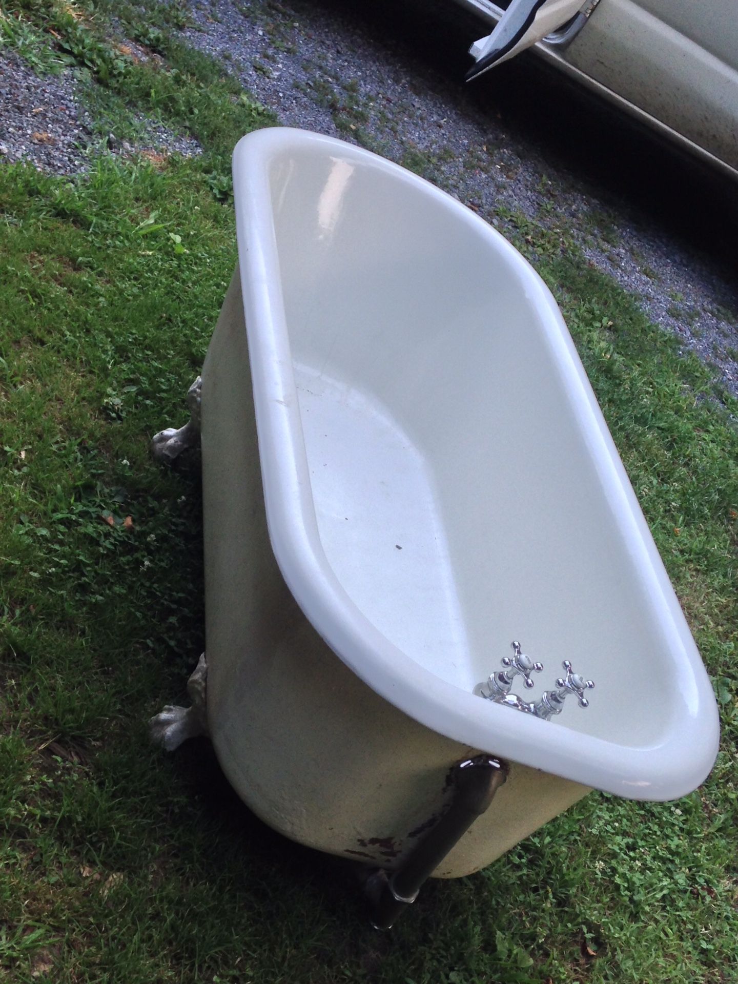 Antique Deep , porcelain, claw foot bath tub