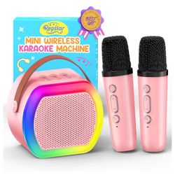 Brandnew Mini Karaoke Machine with 2 Wireless Microphones,2025 TOP Kids Portable Karaoke Machine for 3, 4, 5, 6, 7, 8, 9,10,11,12+Year Old, Best Birth