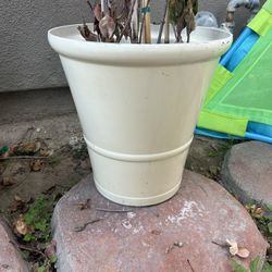 White Glazed Pot For Plant Or Tree