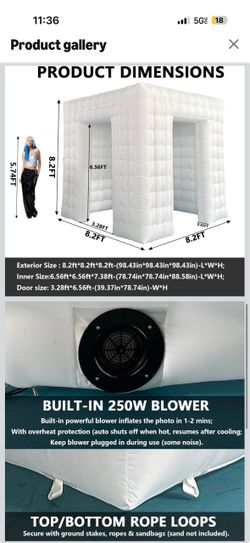 Inflatable Photo Booth Enclosure Tent 8.2ft