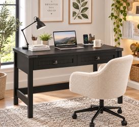 Black Computer Desk With 2 Drawers