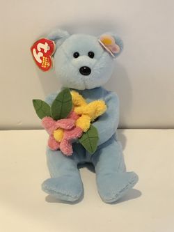 Beanie baby bear blue bonnet mint