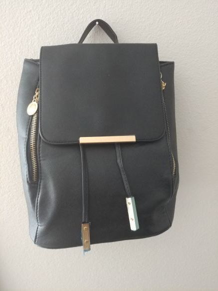 Black leather backpack