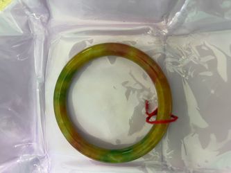 Beautiful Unique Yellow Green Red Natural Jade Bangle ❤️♥️
