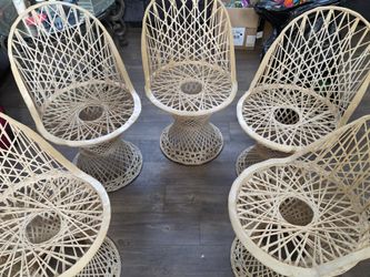 Vintage Russell Woodard Spun Fiberglass Patio Chair Mid Century Modern Set Of 5