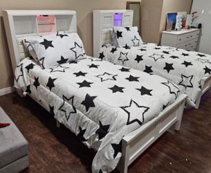 Twin size bed frame with LED lights