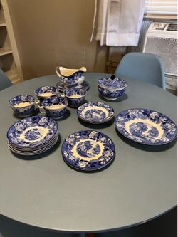 Vintage England Wood Sons Enoch Woods blue English Scenery TEA SET