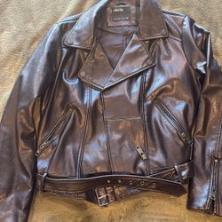 Womens Faux Leather Moto Jacket 