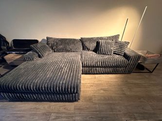 Gray Corduroy Cloud Sectional Sofa w/ Chaise – $900