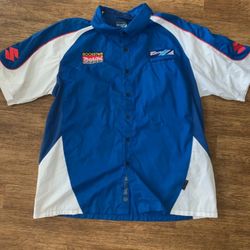 Rare/VTG Official TEAM SUZUKI Racing Sz L Pit Shirt Embroidered Button Up Makita
