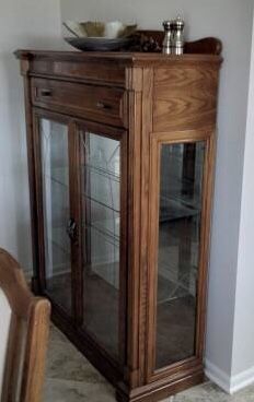 Arcese Brothers Marroco Credenza with Light, Mirror and Glass Shelves 47 3/4 x 16 3/4 x 64