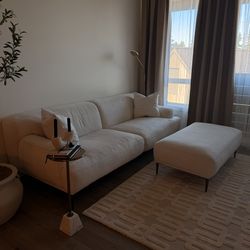 Ivory Sofa with Ottoman – Seats 4