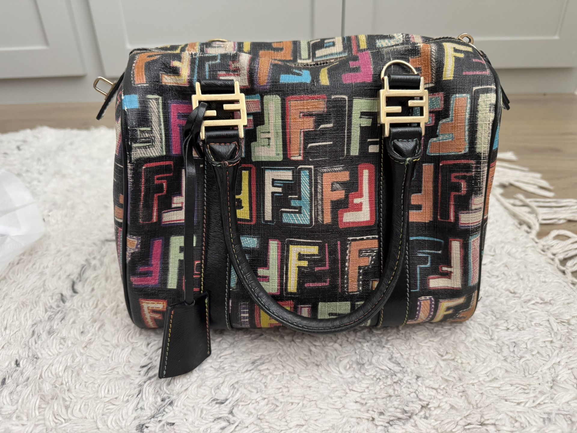FENDI Multicolor Zucca Boston Bag