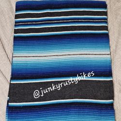 New Blue Black 5x7 Serape Sarape Zarape Mexican Blanket