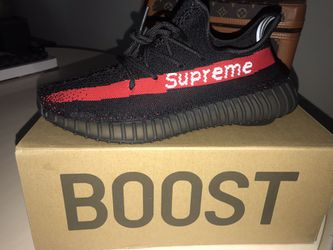 Adidas Yeezy Boost 350 V2 Core Black Team Red Athletic Shoes
