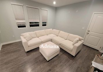 Stylish 4-Pc  Corduroy Sectional Sofa With Ottoman