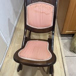 Victorian Flower Top Folding Rocking Chair 