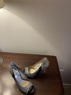 MICHAEL Michael Kors silver studded peep toe pumps