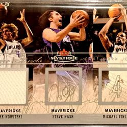 RARE SP /(contact info removed) Fleer Mystique  Game Worn Jersey/Patch Nowitzki/Nash/Finley