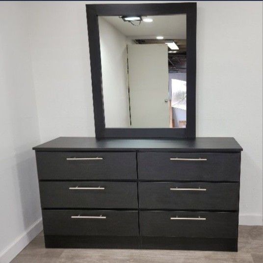 BLACK DRESSER WHIT MIRROR ( TOCADOR CON ESPEJO NEGRO )