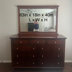 Walnut Dresser With Mirror. $150