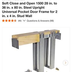 Johnson Hardware Soft Close and Open 1500 28 in. to 36 in. x 80 in. Steel Upright Universal Pocket Door Frame for 2 in. x 4 in. Stud Wall