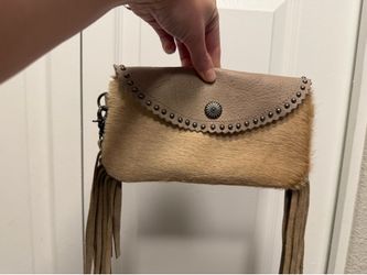 ✨ Handmade Genuine Leather Fringe Crossbody Bag – Tan ✨