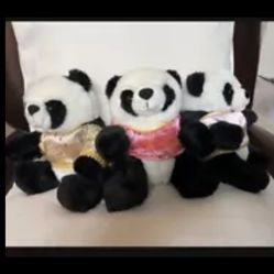 3 Chinese Pandas With Clothes - Bei Jing - $12 Each
