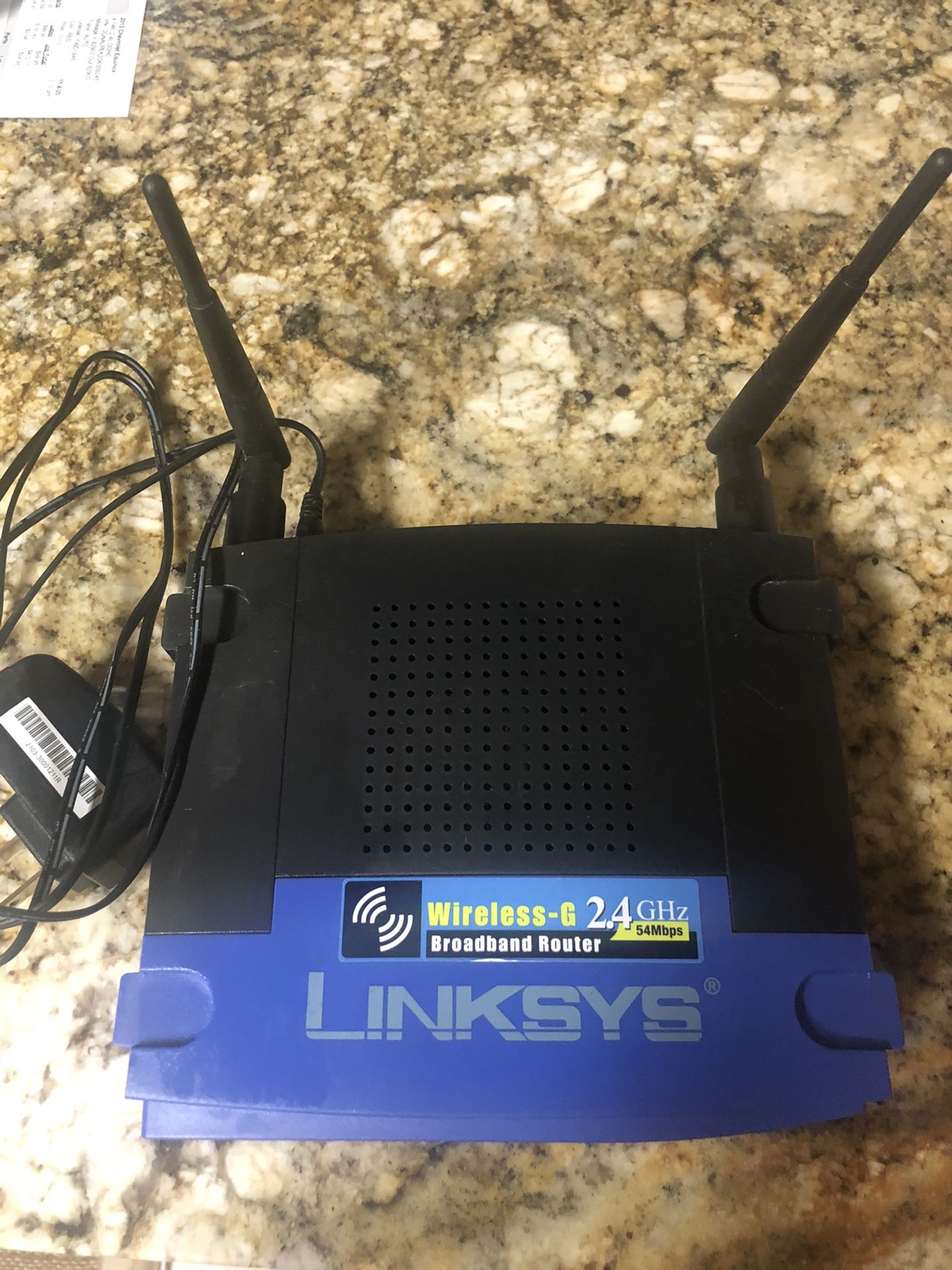 LINKSYS Wireless-G 2.4 GHZ broadband router 54 Mbps