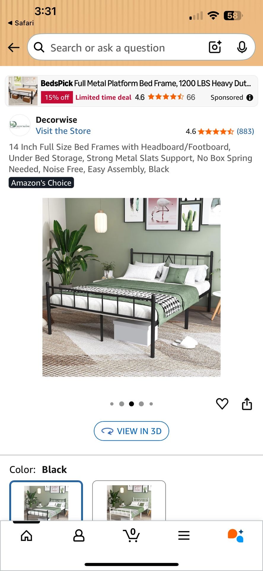 14 Inch Full Size Bed Frames with Headboard/Footboard, Under Bed Storage, Strong Metal Slats Support, No Box Spring Needed, Noise Free, Easy Assembly,